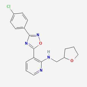 molecular formula C18H17ClN4O2 B7684379 3-[3-(4-Chlorophenyl)-1,2,4-oxadiazol-5-YL]-N-[(oxolan-2-YL)methyl]pyridin-2-amine 