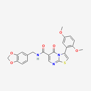 ethyl 4-[3-(2,5-dimethoxyphenyl)-5-oxo-5H-[1,3]thiazolo[3,2-a]pyrimidine-6-amido]benzoate