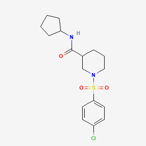 molecular formula C17H23ClN2O3S B7684460 1-(benzenesulfonyl)-N-[(2-chlorophenyl)methyl]piperidine-3-carboxamide 