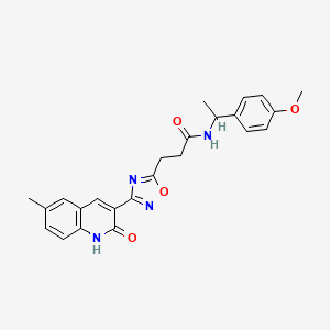 molecular formula C24H24N4O4 B7684496 3-[3-(2-hydroxy-6-methylquinolin-3-yl)-1,2,4-oxadiazol-5-yl]-N-[1-(4-methoxyphenyl)ethyl]propanamide 