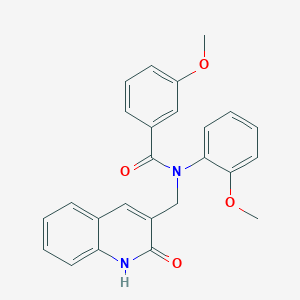 molecular formula C25H22N2O4 B7684592 N-((2-hydroxyquinolin-3-yl)methyl)-3-methoxy-N-(2-methoxyphenyl)benzamide 