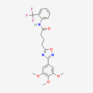 molecular formula C22H22F3N3O5 B7684680 N-[2-(trifluoromethyl)phenyl]-4-[3-(3,4,5-trimethoxyphenyl)-1,2,4-oxadiazol-5-yl]butanamide 