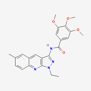 molecular formula C23H24N4O4 B7684690 N-(1-ethyl-6-methyl-1H-pyrazolo[3,4-b]quinolin-3-yl)-3,4,5-trimethoxybenzamide 