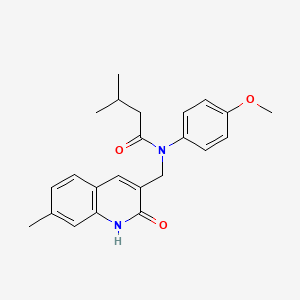 N-((2-hydroxy-7-methylquinolin-3-yl)methyl)-N-(4-methoxyphenyl)-3-methylbutanamide