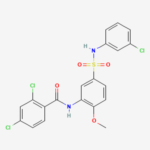 molecular formula C20H15Cl3N2O4S B7684755 2,4-dichloro-N-{5-[(3-chlorophenyl)sulfamoyl]-2-methoxyphenyl}benzamide 