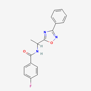 4-fluoro-N-[1-(3-phenyl-1,2,4-oxadiazol-5-yl)ethyl]benzamide