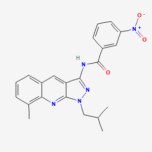 molecular formula C22H21N5O3 B7684810 N-(1-isobutyl-8-methyl-1H-pyrazolo[3,4-b]quinolin-3-yl)-3-nitrobenzamide 