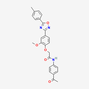 molecular formula C26H23N3O5 B7684827 N-(4-acetylphenyl)-2-{2-methoxy-4-[5-(4-methylphenyl)-1,2,4-oxadiazol-3-yl]phenoxy}acetamide 