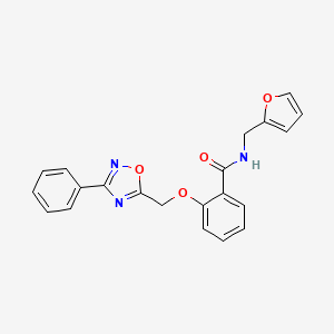 molecular formula C21H17N3O4 B7684855 N-[(Furan-2-YL)methyl]-2-[(3-phenyl-1,2,4-oxadiazol-5-YL)methoxy]benzamide 