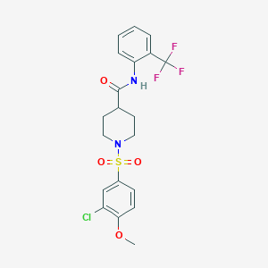 molecular formula C20H20ClF3N2O4S B7684876 1-(3-chloro-4-methoxybenzenesulfonyl)-N-(2-methoxyethyl)piperidine-4-carboxamide 