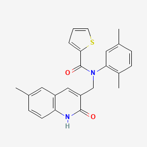 molecular formula C24H22N2O2S B7684906 N-(2,5-dimethylphenyl)-N-((2-hydroxy-6-methylquinolin-3-yl)methyl)thiophene-2-carboxamide 