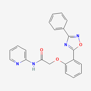 molecular formula C21H16N4O3 B7684929 2-[2-(3-Phenyl-1,2,4-oxadiazol-5-YL)phenoxy]-N-(pyridin-2-YL)acetamide 