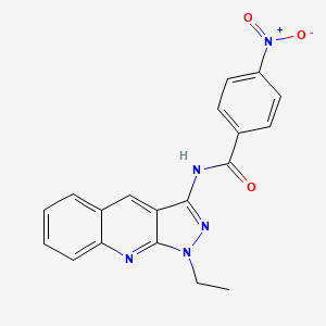 molecular formula C19H15N5O3 B7684940 N-(1-ethylpyrazolo[3,4-b]quinolin-3-yl)-4-nitrobenzamide 