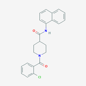 molecular formula C23H21ClN2O2 B7684941 1-(2-chlorobenzoyl)-N-(naphthalen-1-yl)piperidine-4-carboxamide 