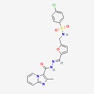 molecular formula C21H18ClN5O4S B7684976 (E)-4-chloro-N-((5-((2-(2-methylimidazo[1,2-a]pyridine-3-carbonyl)hydrazono)methyl)furan-2-yl)methyl)benzenesulfonamide CAS No. 378218-77-0