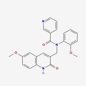 molecular formula C24H21N3O4 B7684980 N-((2-hydroxy-6-methoxyquinolin-3-yl)methyl)-N-(2-methoxyphenyl)nicotinamide 