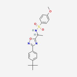 N-(1-(3-(4-(tert-butyl)phenyl)-1,2,4-oxadiazol-5-yl)ethyl)-4-methoxybenzenesulfonamide