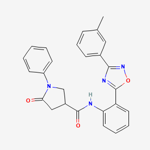 molecular formula C26H22N4O3 B7685028 N-{2-[3-(3-methylphenyl)-1,2,4-oxadiazol-5-yl]phenyl}-5-oxo-1-phenylpyrrolidine-3-carboxamide 