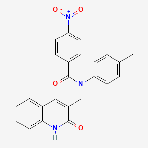 molecular formula C24H19N3O4 B7685091 N-((2-hydroxyquinolin-3-yl)methyl)-4-nitro-N-(p-tolyl)benzamide 