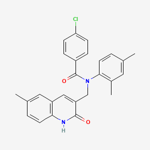 4-chloro-N-(2,4-dimethylphenyl)-N-((2-hydroxy-6-methylquinolin-3-yl)methyl)benzamide