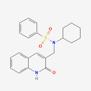 N-cyclohexyl-N-[(2-hydroxyquinolin-3-yl)methyl]benzenesulfonamide