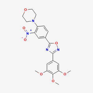 molecular formula C21H22N4O7 B7685221 4-{2-Nitro-4-[3-(3,4,5-trimethoxyphenyl)-1,2,4-oxadiazol-5-yl]phenyl}morpholine 