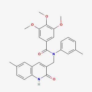 N-((2-hydroxy-6-methylquinolin-3-yl)methyl)-3,4,5-trimethoxy-N-(m-tolyl)benzamide