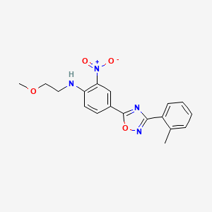 molecular formula C18H18N4O4 B7685277 N-(2-methoxyethyl)-4-[3-(2-methylphenyl)-1,2,4-oxadiazol-5-yl]-2-nitroaniline 