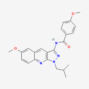 molecular formula C23H24N4O3 B7685294 N-(1-isobutyl-6-methoxy-1H-pyrazolo[3,4-b]quinolin-3-yl)-4-methoxybenzamide 