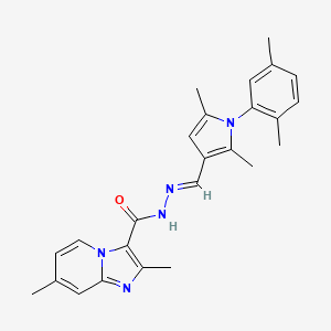 (E)-N'-((1-(2,5-dimethylphenyl)-2,5-dimethyl-1H-pyrrol-3-yl)methylene)-2,7-dimethylimidazo[1,2-a]pyridine-3-carbohydrazide