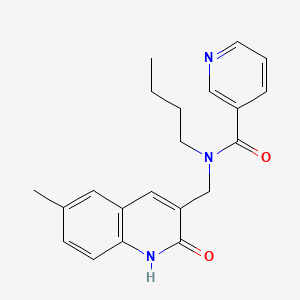 molecular formula C21H23N3O2 B7685317 N-butyl-N-((2-hydroxy-6-methylquinolin-3-yl)methyl)nicotinamide 