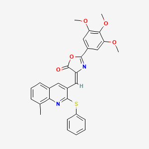 (E)-4-((8-methyl-2-(phenylthio)quinolin-3-yl)methylene)-2-(3,4,5-trimethoxyphenyl)oxazol-5(4H)-one