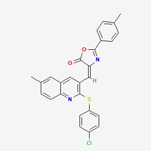 (E)-4-((2-((4-chlorophenyl)thio)-6-methylquinolin-3-yl)methylene)-2-(p-tolyl)oxazol-5(4H)-one