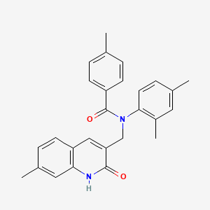 molecular formula C27H26N2O2 B7685346 N-(2,4-dimethylphenyl)-N-((2-hydroxy-7-methylquinolin-3-yl)methyl)-4-methylbenzamide 