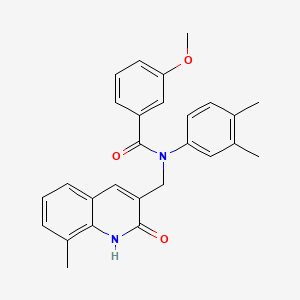 N-(3,4-dimethylphenyl)-N-((2-hydroxy-8-methylquinolin-3-yl)methyl)-3-methoxybenzamide