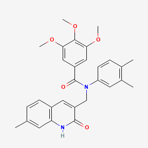 molecular formula C29H30N2O5 B7685362 N-(3,4-dimethylphenyl)-N-((2-hydroxy-7-methylquinolin-3-yl)methyl)-3,4,5-trimethoxybenzamide 