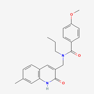 molecular formula C22H24N2O3 B7685500 N-((2-hydroxy-7-methylquinolin-3-yl)methyl)-4-methoxy-N-propylbenzamide 