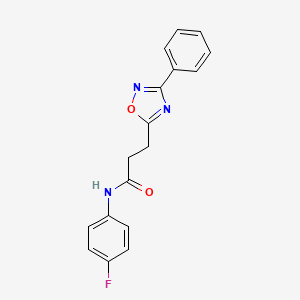 molecular formula C17H14FN3O2 B7685509 N-(4-fluorophenyl)-3-(3-phenyl-1,2,4-oxadiazol-5-yl)propanamide 