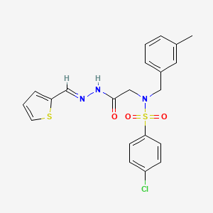 molecular formula C21H20ClN3O3S2 B7685518 (E)-4-chloro-N-(3-methylbenzyl)-N-(2-oxo-2-(2-(thiophen-2-ylmethylene)hydrazinyl)ethyl)benzenesulfonamide 
