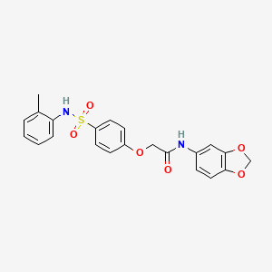 molecular formula C22H20N2O6S B7685532 N-(benzo[d][1,3]dioxol-5-yl)-2-(4-(N-(o-tolyl)sulfamoyl)phenoxy)acetamide 