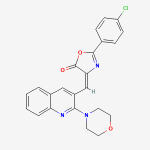 molecular formula C23H18ClN3O3 B7685535 (E)-2-(4-chlorophenyl)-4-((2-morpholinoquinolin-3-yl)methylene)oxazol-5(4H)-one 