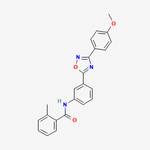 molecular formula C23H19N3O3 B7685539 N-(3-(3-(4-methoxyphenyl)-1,2,4-oxadiazol-5-yl)phenyl)-2-methylbenzamide 