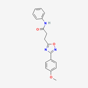 molecular formula C18H17N3O3 B7685546 3-(3-(4-methoxyphenyl)-1,2,4-oxadiazol-5-yl)-N-phenylpropanamide 