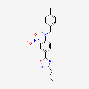 molecular formula C19H20N4O3 B7685558 N-(4-methylbenzyl)-2-nitro-4-(3-propyl-1,2,4-oxadiazol-5-yl)aniline 
