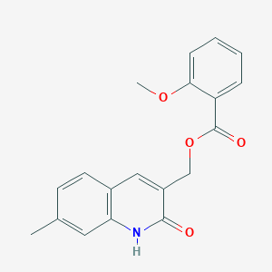 molecular formula C19H17NO4 B7685563 (2-hydroxy-7-methylquinolin-3-yl)methyl 2-methoxybenzoate 