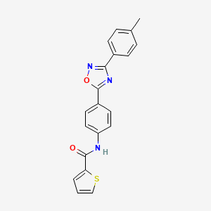 molecular formula C20H15N3O2S B7685571 N-(4-(3-(p-tolyl)-1,2,4-oxadiazol-5-yl)phenyl)thiophene-2-carboxamide 