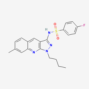 molecular formula C21H21FN4O2S B7685577 N-(1-butyl-7-methyl-1H-pyrazolo[3,4-b]quinolin-3-yl)-4-fluorobenzenesulfonamide 