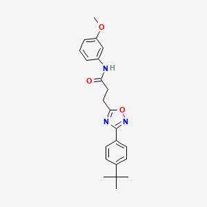 molecular formula C22H25N3O3 B7685578 3-(3-(4-(tert-butyl)phenyl)-1,2,4-oxadiazol-5-yl)-N-(3-methoxyphenyl)propanamide 