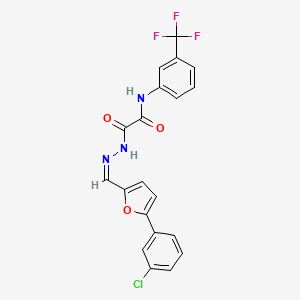 molecular formula C20H13ClF3N3O3 B7685581 (Z)-2-(2-((5-(3-chlorophenyl)furan-2-yl)methylene)hydrazinyl)-2-oxo-N-(3-(trifluoromethyl)phenyl)acetamide 