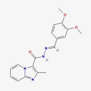 molecular formula C18H18N4O3 B7685599 (E)-N'-(3,4-二甲氧基亚苄基)-2-甲基咪唑并[1,2-a]吡啶-3-碳酰肼 